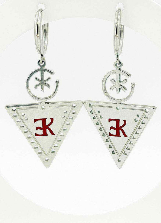 Boucles d'oreilles LALLA argentées K.ELEGANCE, bijou femme triangulaire contemporain