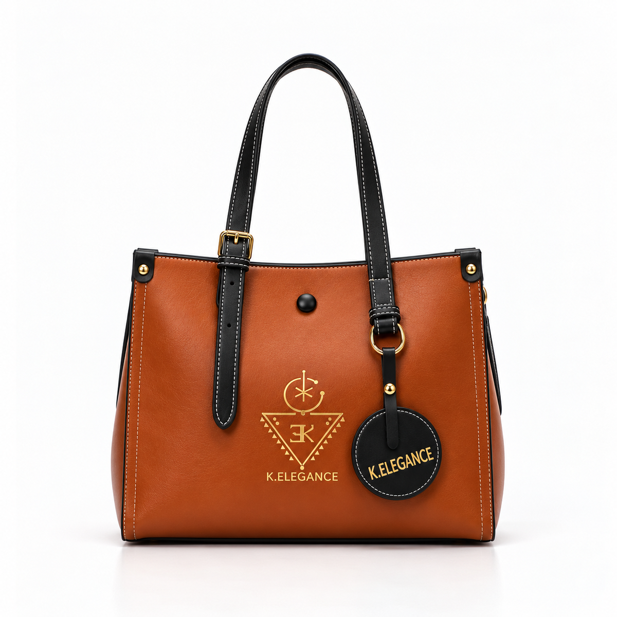Sac à main AGGOUR K.ELEGANCE brun, vue de face premium avec cadrage aéré