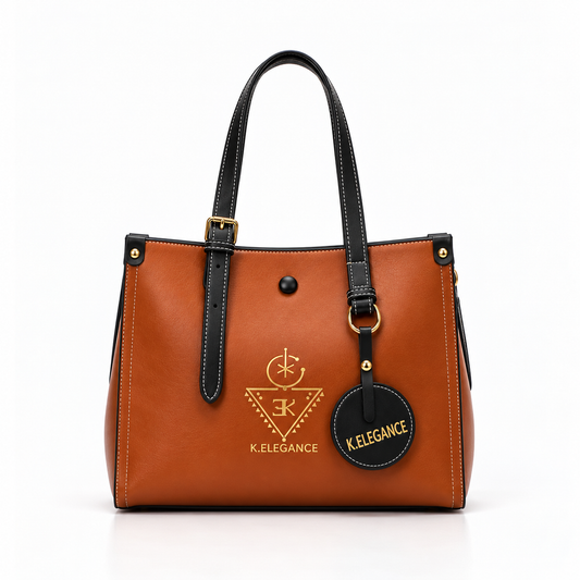 Sac à main AGGOUR K.ELEGANCE brun, vue de face premium avec cadrage aéré