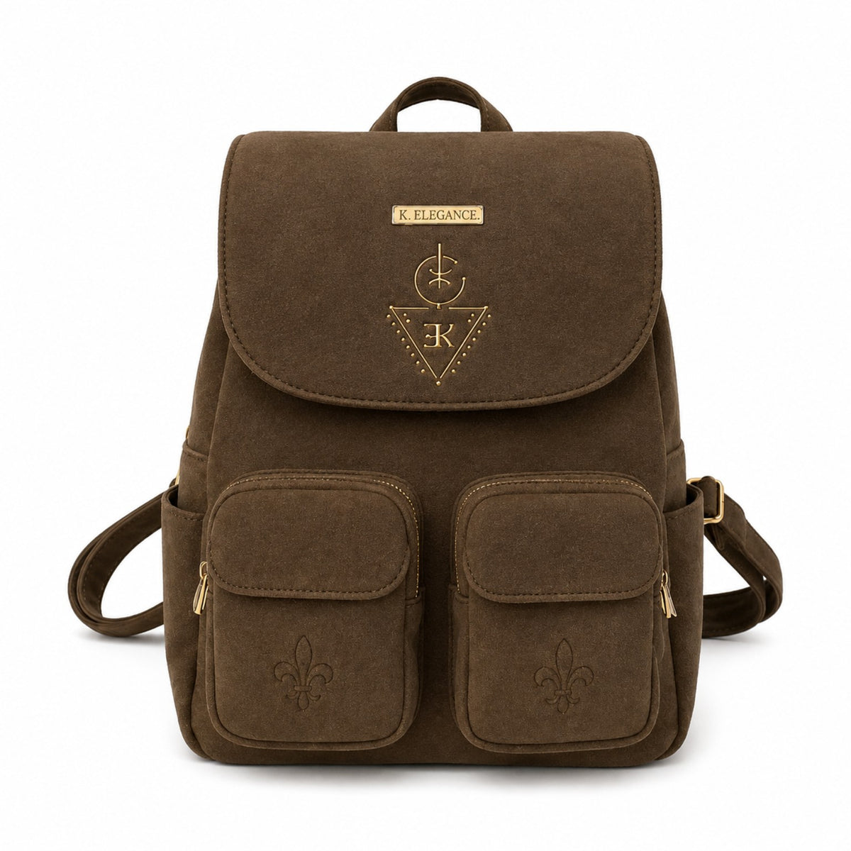 Sac à dos AZAR K.ELEGANCE en daim brun, vue de face