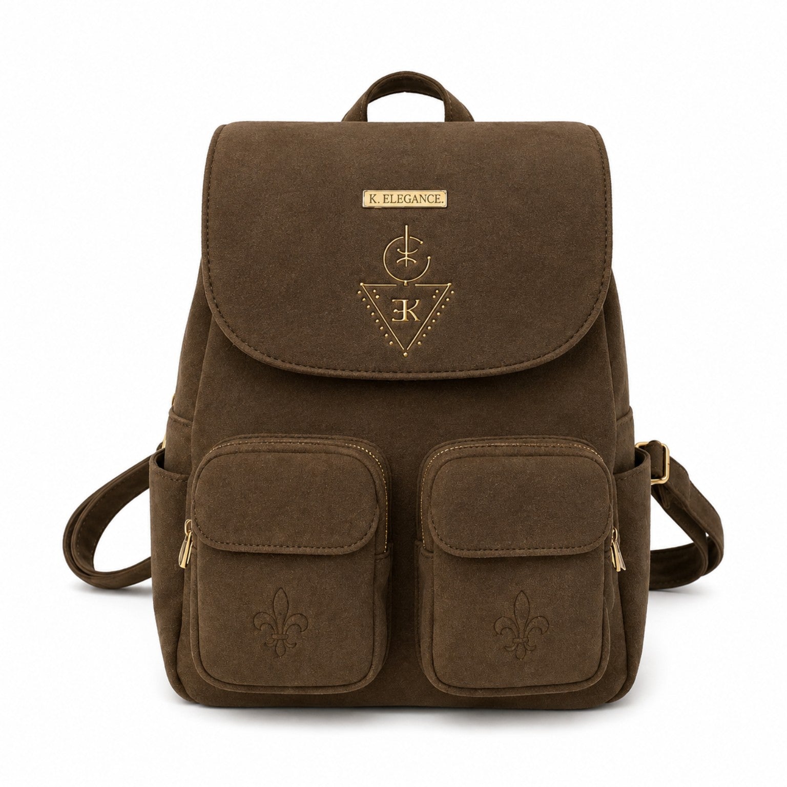 Sac à dos AZAR K.ELEGANCE en daim brun, vue de face