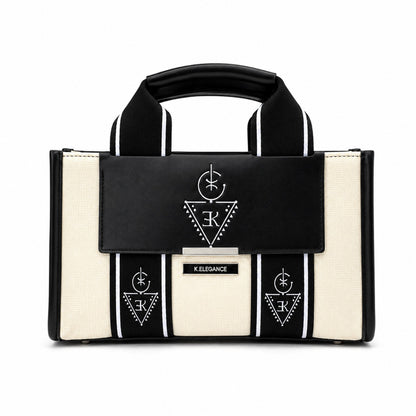 Sac BERBY K.ELEGANCE noir et blanc, vue de face sur fond blanc