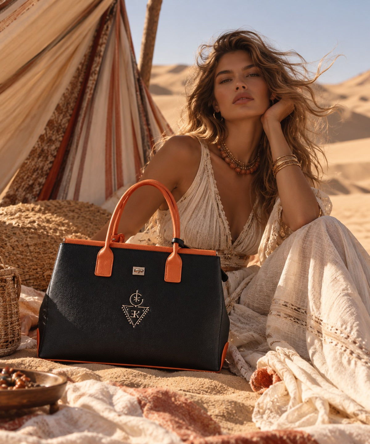 Sac THELLILI K.ELEGANCE dans un décor désertique lumineux